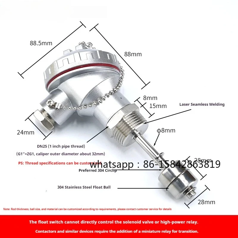 Stainless Steel -200~420mm PT100 Temperature Sensor Probe 1/2 Thread Thermocouple Terminal Head for Temperature sensor
