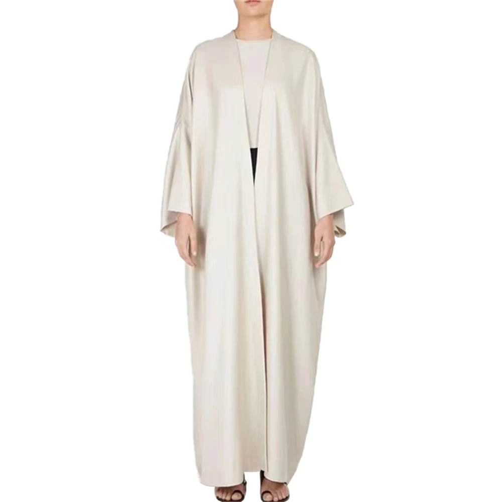 

Elegant Bright Satin Batwing Sleeve Cardigan Robe Modest Muslim Dubai Plus Size Kimono Open Abaya Dress Corban Eid Ramadan Woman