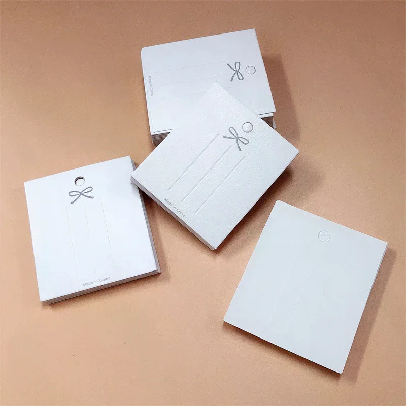 50PCS White Hairpin Card Trinket Bow Display Cards Cardboard Packing Paper