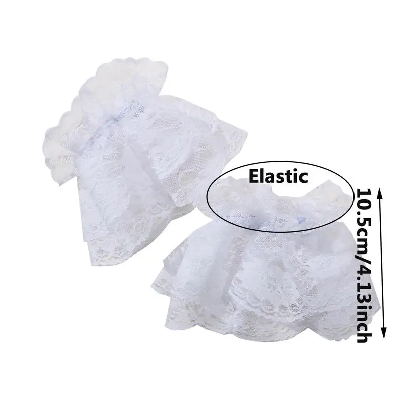 1/2 Pairs Short Hand Sleeve Gloves Lolita Hand Sleeve Wrist Cuffs Ruffled Floral Lace Elastic Bracelet Clothing Accessory