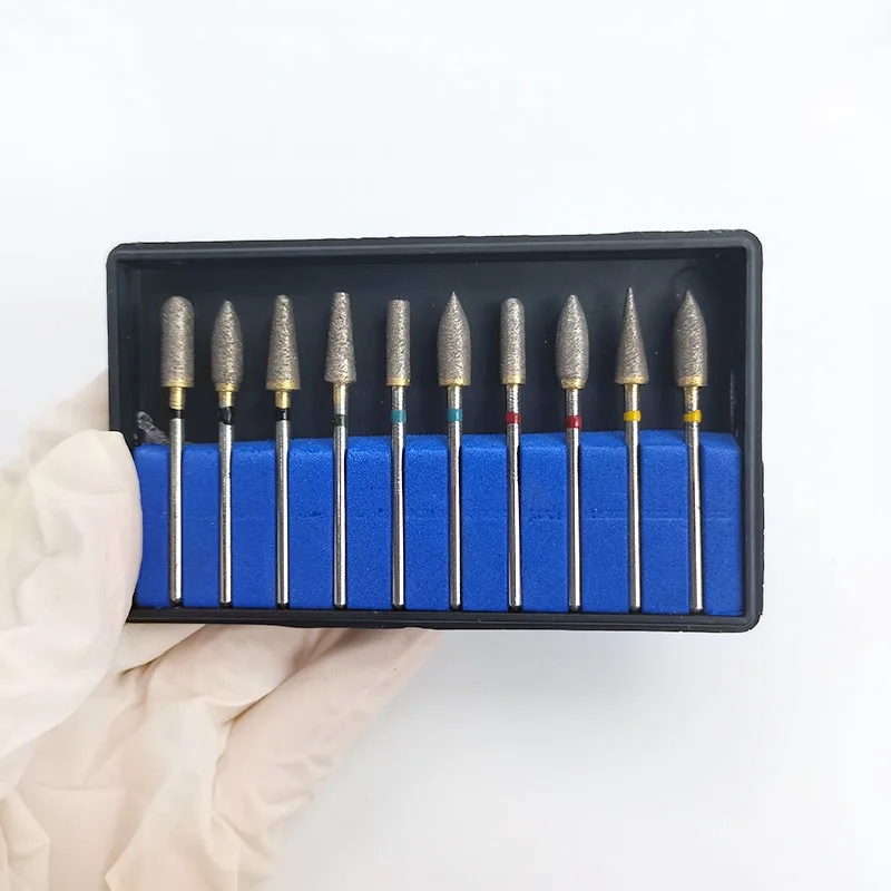 DuCoBur 10PCS/Box Dental Burs Polishing Head Sintered Diamond Kit Dentistry Drill Bits 3.7/5.0mm Lab Tool Supplies