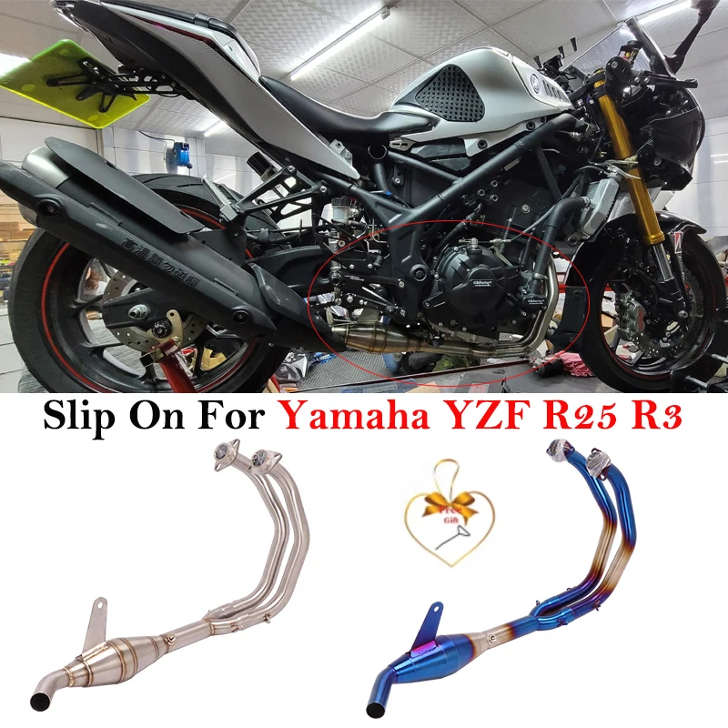 

Надевается для Yamaha YZF-R3 YZF-R25 R3 R25 MT-03 MT03, выхлопные системы мотоцикла, передняя соединительная труба, оригинальный глушитель