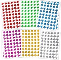 6 sheets Sparkling Holographic Small Star Stickers, Colorful & Shiny, for Classroom Rewards & Behavior Charts