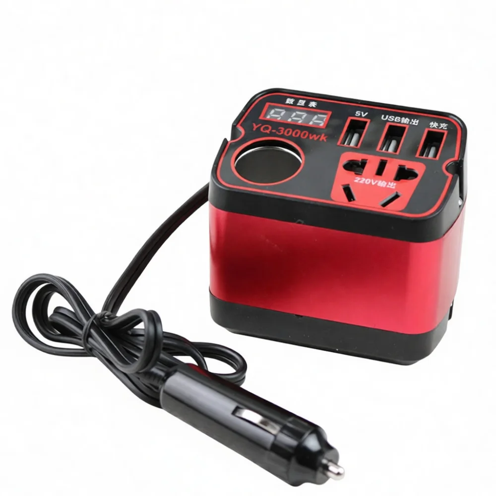 Universal Car Cup Inverter 12V 24V To 220V Socket Adapter Portable Automotive Charging Equipment Red Aluminum Travel Power Sourc