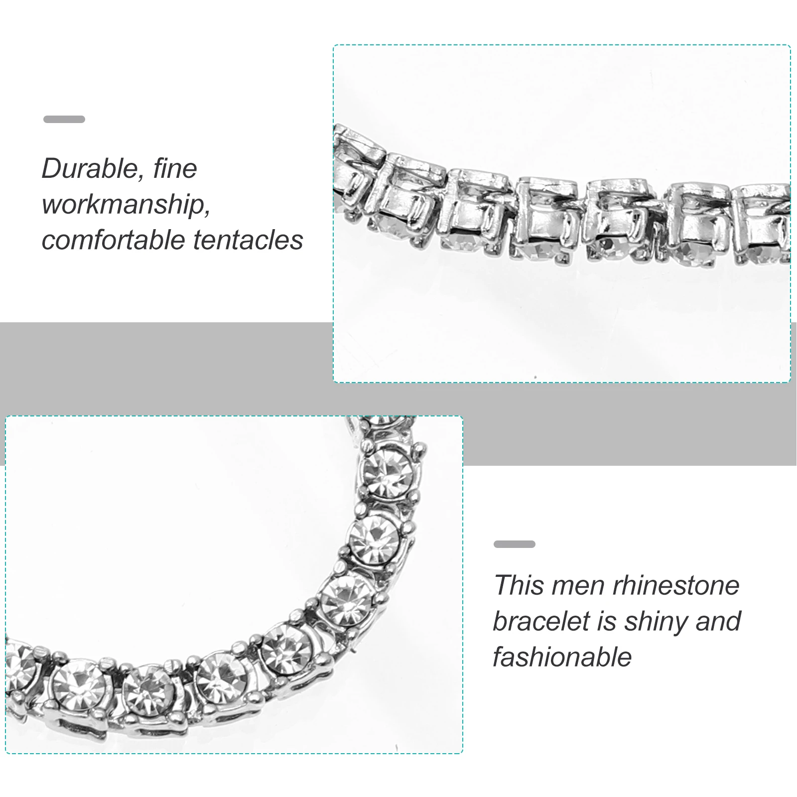 

Men Rhinestone Bracelet Hip Hop Style Diamond Wrist Strap Eye-Catching Decoration for Birthday Valentine's Day Christmas Gift