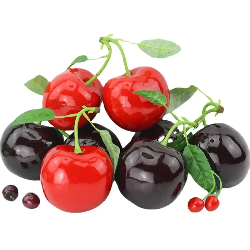 1Pc Fake Cherry Artificial Fruit Model Simulation Cherry Ornament Craft Food Photography Props Home Wedding Party Decorations