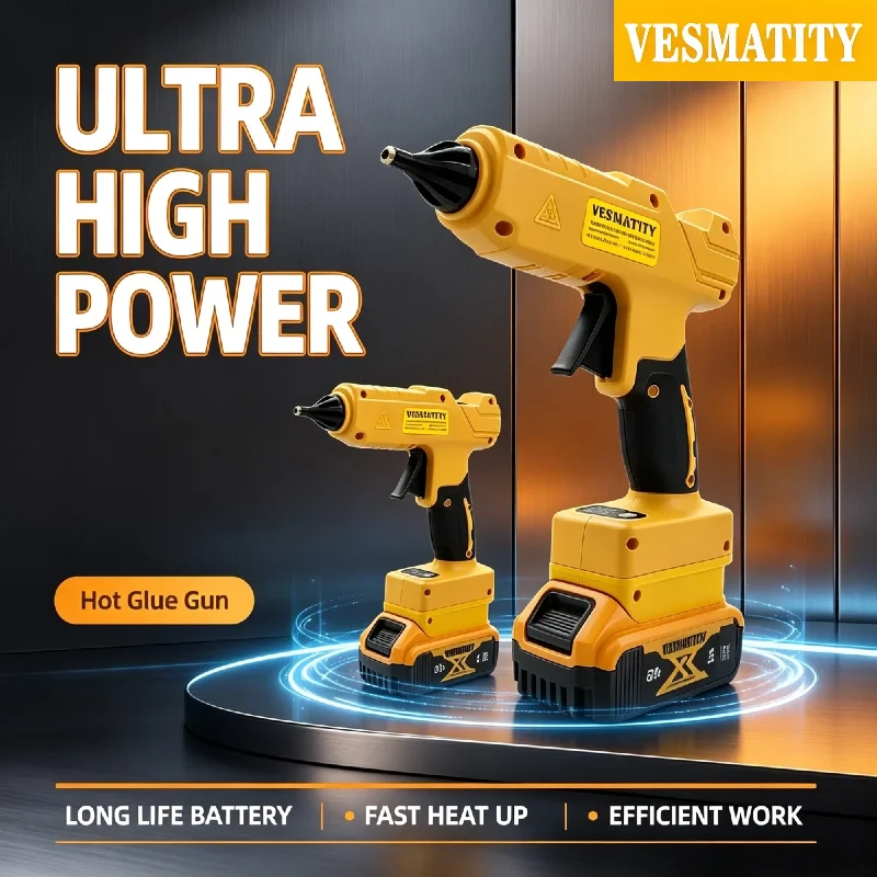 VESMATITY Handheld Hot Glue Gun Electric Hot Melt Welding DIY Repair Tool Anti-scald Nozzle Kit for Battery Max Pro Ultra