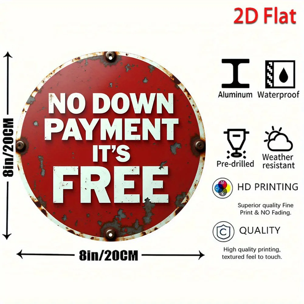 2D Flat, 8-inch Round Aluminum Sign - 