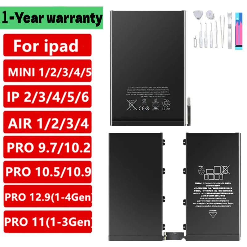 

Tablet Battery For iPad 5 Air 1 A1474 A1475 A1893 For iPad 6 Air 2 A1566 10.2 Mini 2 3 4 5 Pro 9.7 10.5 11 12.9 Battery