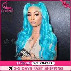 13x6 13x4 Transparent Lace Front Wig Blue Body Wave For Women 613 Colored T Part Lace Front Human Hair Pre Plucked Wigs 250%