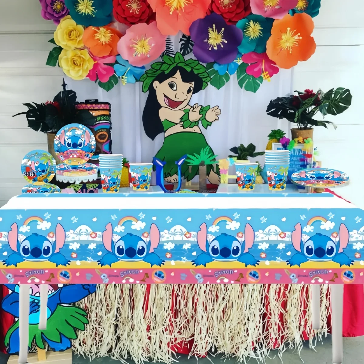 Tovaglia Disney Lilo & Stitch Decorazioni per compleanno Tovaglia punto blu Tovaglia angelo rosa Baby Shower Articoli per feste per bambini