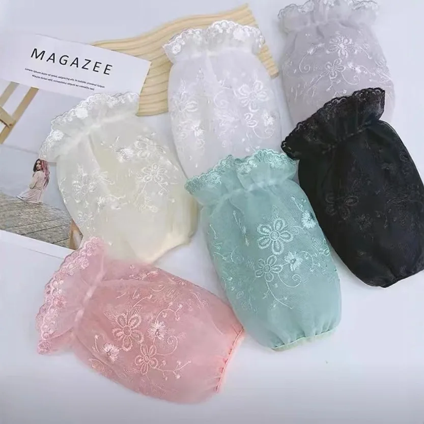 

Прозрачные кружевные манжеты, женские короткие кружевные накладки на рукава с вышивкой, защита от пятен, для офиса и учебы, защита от грязи.