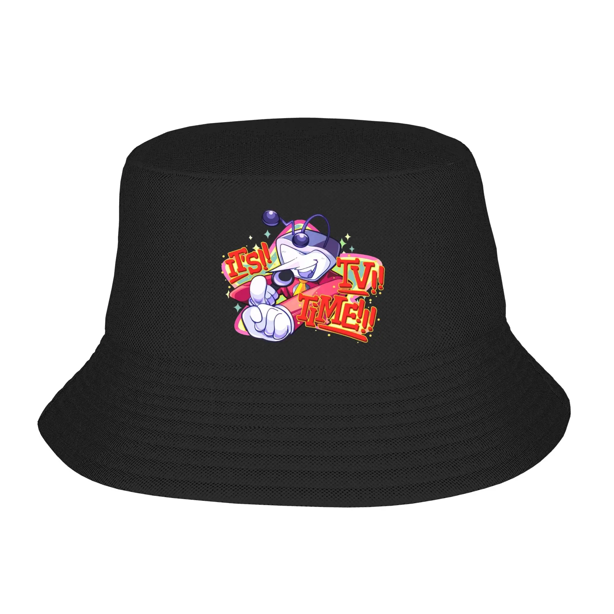 Harajuku Tenna Deltarune It's Tv Time Bucket Hats Men Women Lightweight Gamer Fishing Cap Summer Travel Headwear Panama Hat