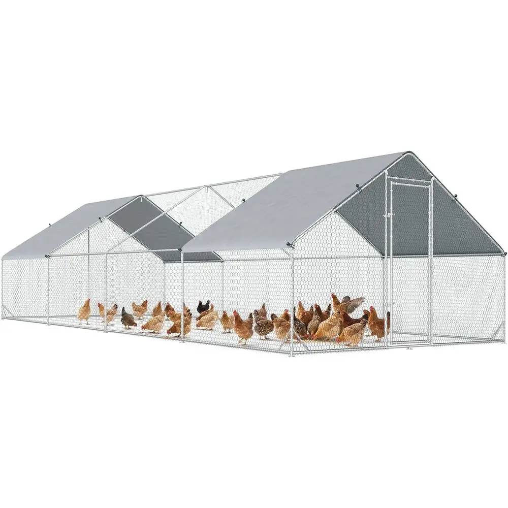 

Спиральный вольер для кур с водонепроницаемым и УФ-стойким металлическим покрытием, 1 труба, 3,0 м x 8,0 м x 2 м для использования на открытом воздухе во дворе