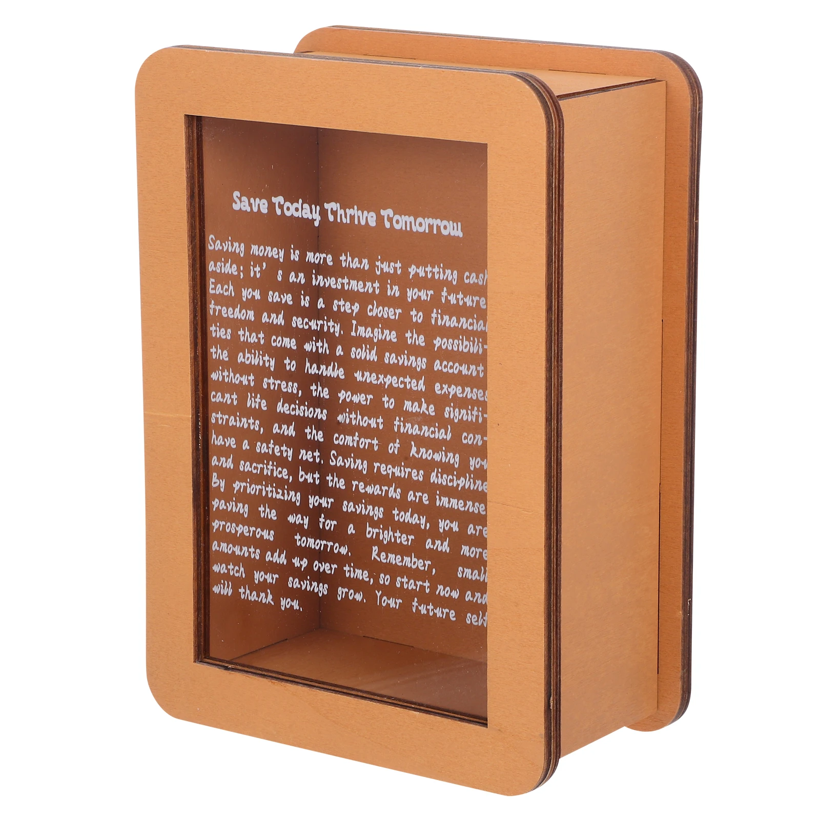 Transparent Wooden Piggy Bank Coin Counter Motivational Money Saving Jar for Fund