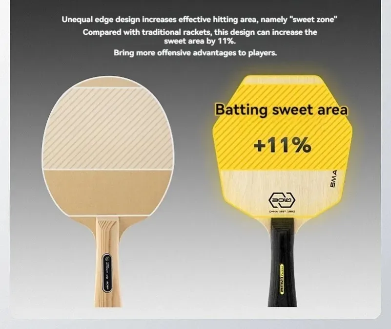 Piastra base per mazza da ping pong esagonale Area di colpire più grande Pala in legno puro Pagaia professionale per il ping pong offensivo