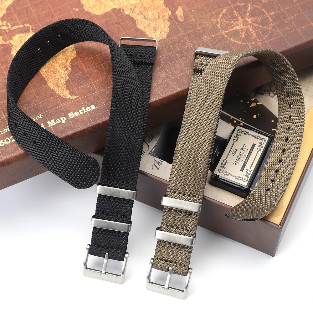 Premium High Density Durable Fabric Braid Nylon Watch Strap 20mm 22mm Soft Nylon Watch Band Thicken Sport Wristband Accessories