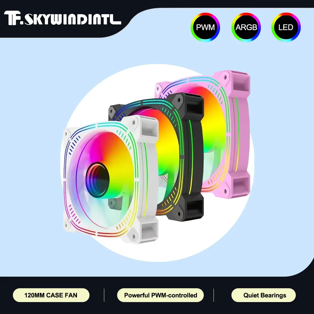 High Performance Case Fan 120mm ARGB PC Fans 4pin PWM Silent Computer Fan Infinite Mirror Cooling Fan 12V Chassis Fan