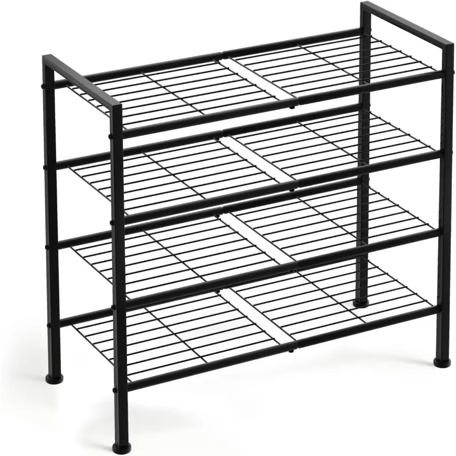 

Simple 4 Tier Shoe RackMetal Stackable Shoe Storage Organizer for Closet Entryway Bedroom Black Black 4Tier