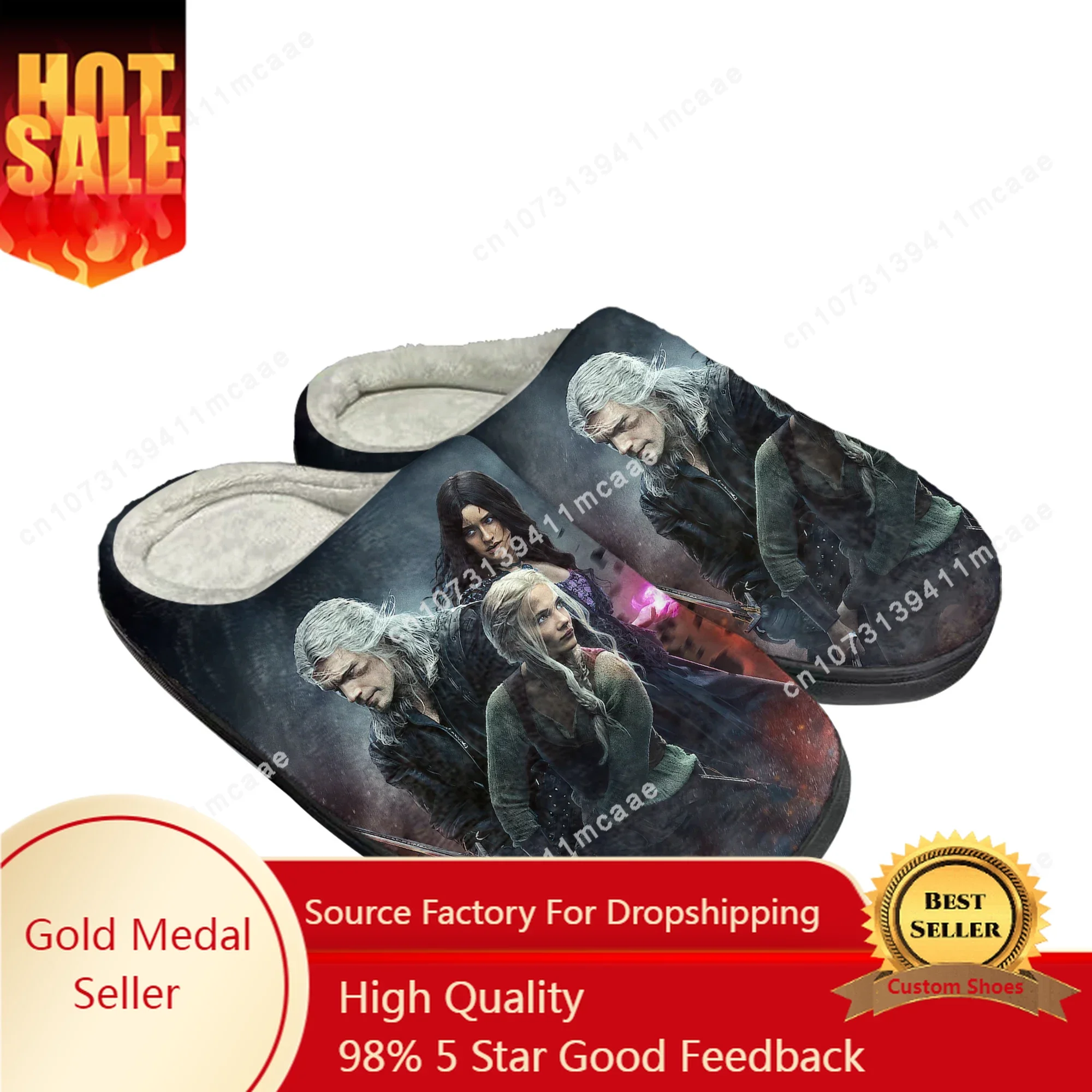 The-Witcher pantofole in cotone per la casa Mens Womens Symbol Wolf peluche camera da letto Casual Keep Warm Shoes pantofola ter