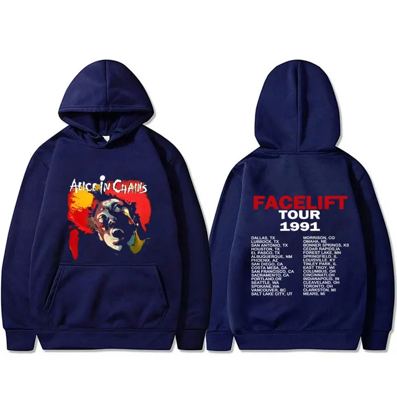 Customization Fashion Rock Band Alice In Chains Face Lift Tour 1991 Hoodie Men Women Casual Oversized Pullover Unisex Fleece Cot