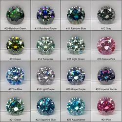 Colored Loose Moissanite Stones 3.0--11mm Sappire blue Pink Aquamarine Moissanites Shining Fine Jewelry Round Lab Grown Diamonds