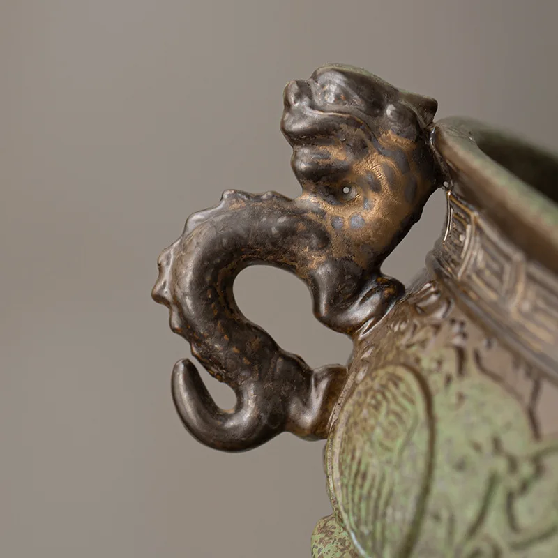 Antieke oven draaide groene wierookbrander schatkom serie voor Boeddha driehoek wierookbrander theeceremonie accessoires