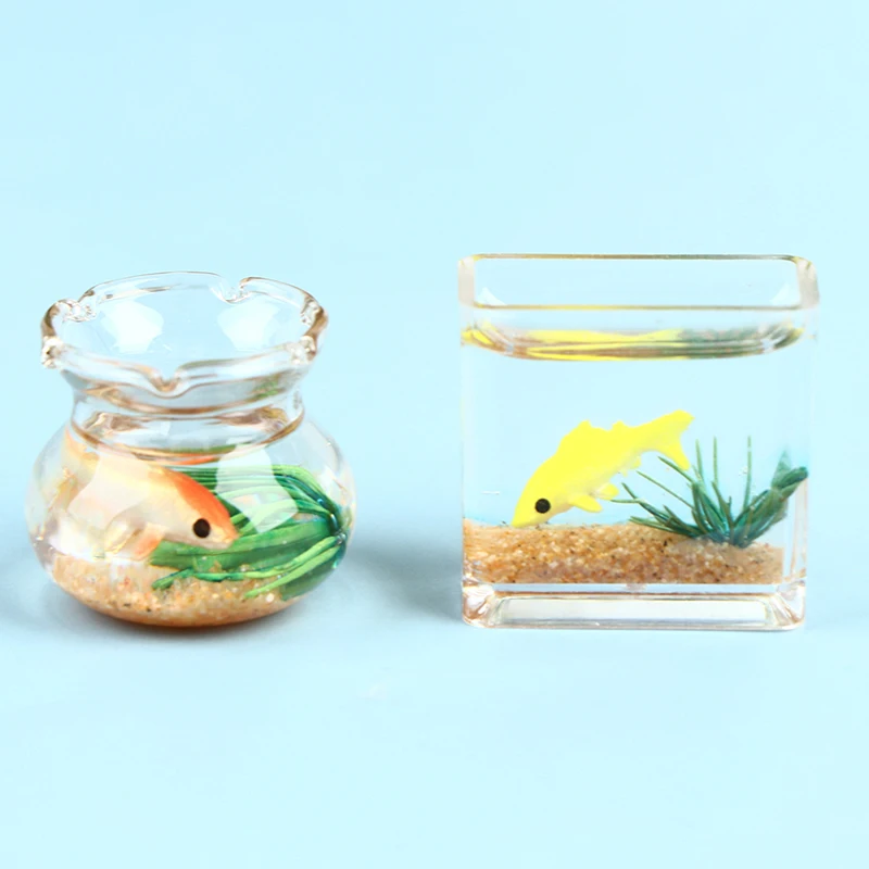 Miniatura Glass Fish Tank Bowl, Aquário Doll House, Ornamento, Brinquedo, Dollhouse