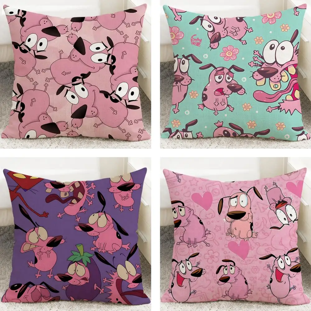 Anime Courage Cowardly Dog Cushion Cover Cushion Covers Natural Linen Breathable Sofa Bedroom Decor Pillowcase