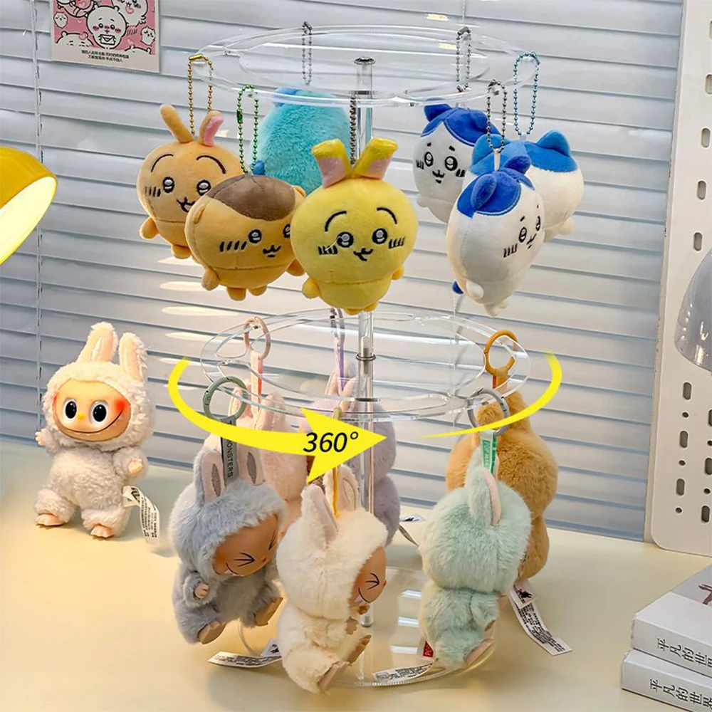 Boîte d'exposition de pendentif Labubu de 18 Cm, boîte rotative transparente en peluche de poupée, boîte aveugle, présentoir de rangement, cadeaux pour filles