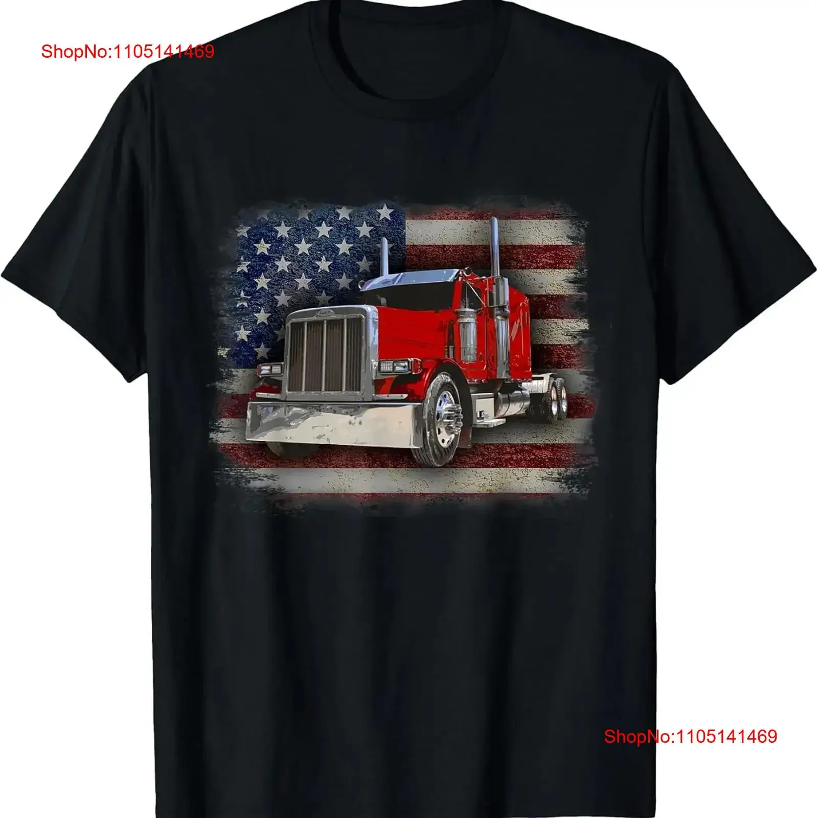 

Trucker American Flag And Big Rig Funny T Shirt S 3XL MADE IN USA vintage Washed Stretched Top For Everyday Wear homme