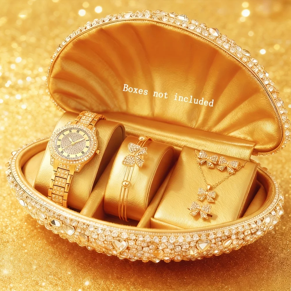 6 pièces mode femmes montres ensemble de bijoux élégant strass dames montre à Quartz Reloj Mujer filles horloge cadeau (sans boîte)