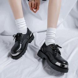 Original Design Luxury Brand Punk Style Men Women Black Leather Shoes Hombre Teenagers Daily Dress Casual Height increasing shoe