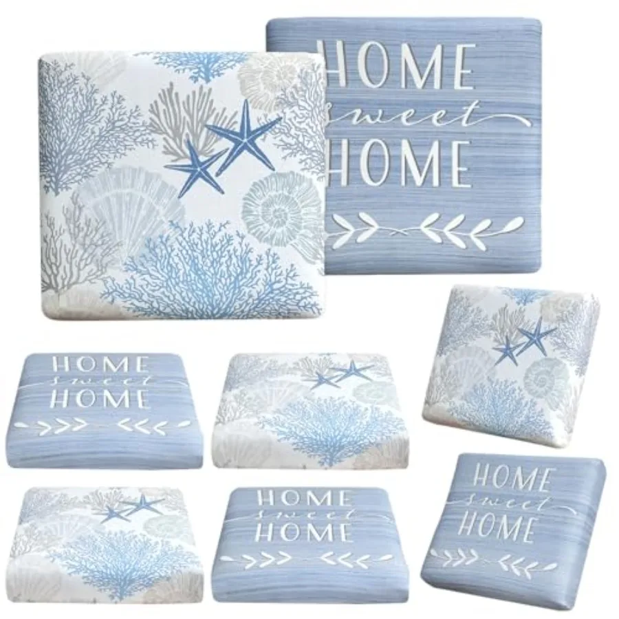 

8 Pcs Patio Sofa Cushion Cover Blue Outdoor Stretch Sofa t Cushions Cover Coastal Beach Replacement Couch Chair Slipcover Flexi