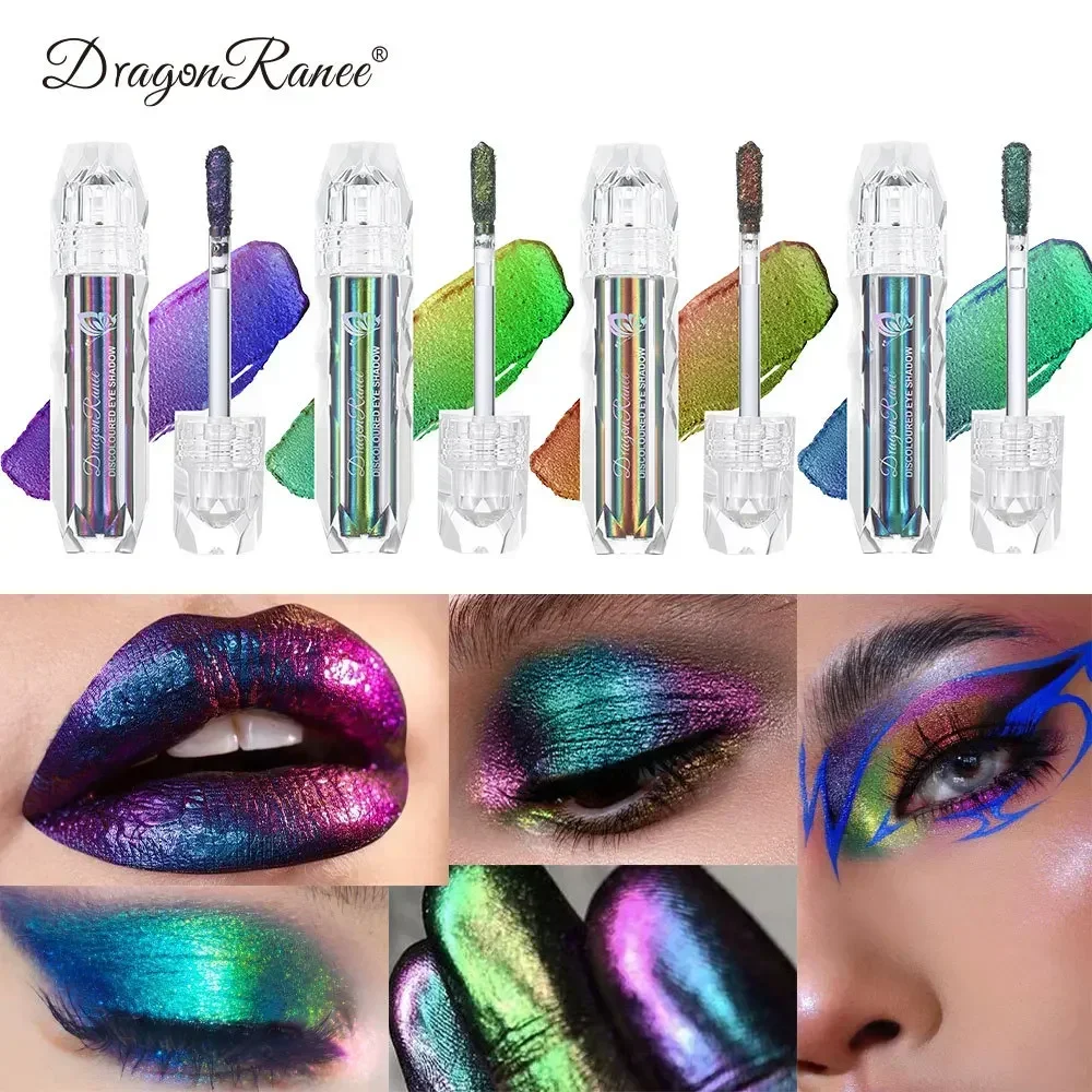 Heallor Optical Chameleons Eye Glitter Pigment Monochrome Holographic Navy Blue Green Shiny Metallic Liquid Lip Gloss Eye Shadow