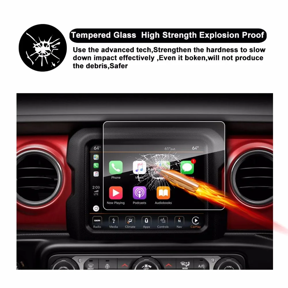 RUIYA Car Screen Protector For Wrangler JL Uconnect 8.4Inch 2018 GPS Navigation Display Auto Interior Stickers Accessories