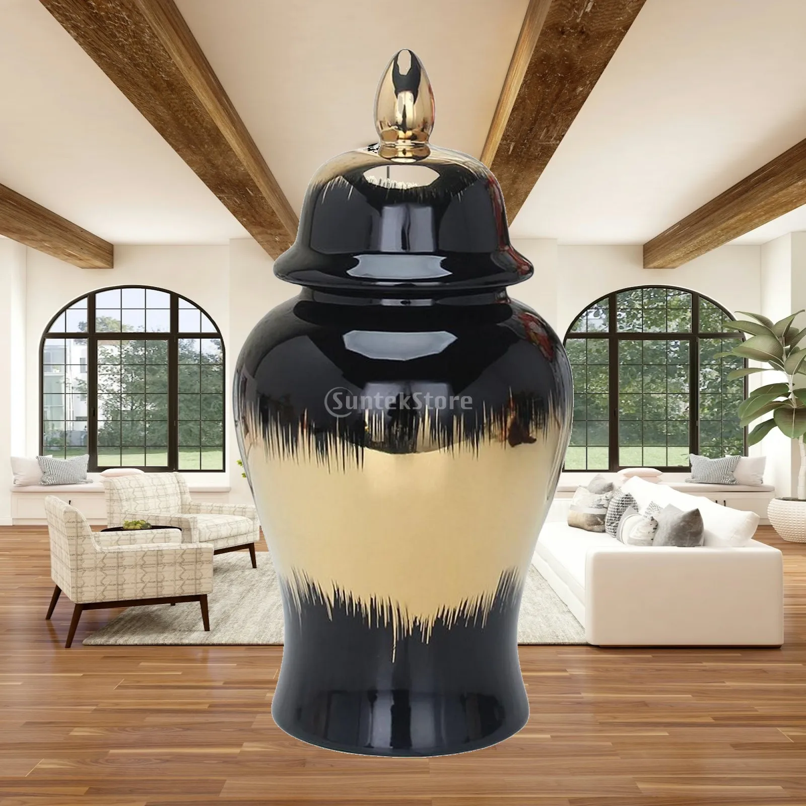 Keramik-Vase mit Deckel, Sammelbehälter für Blumenarrangements