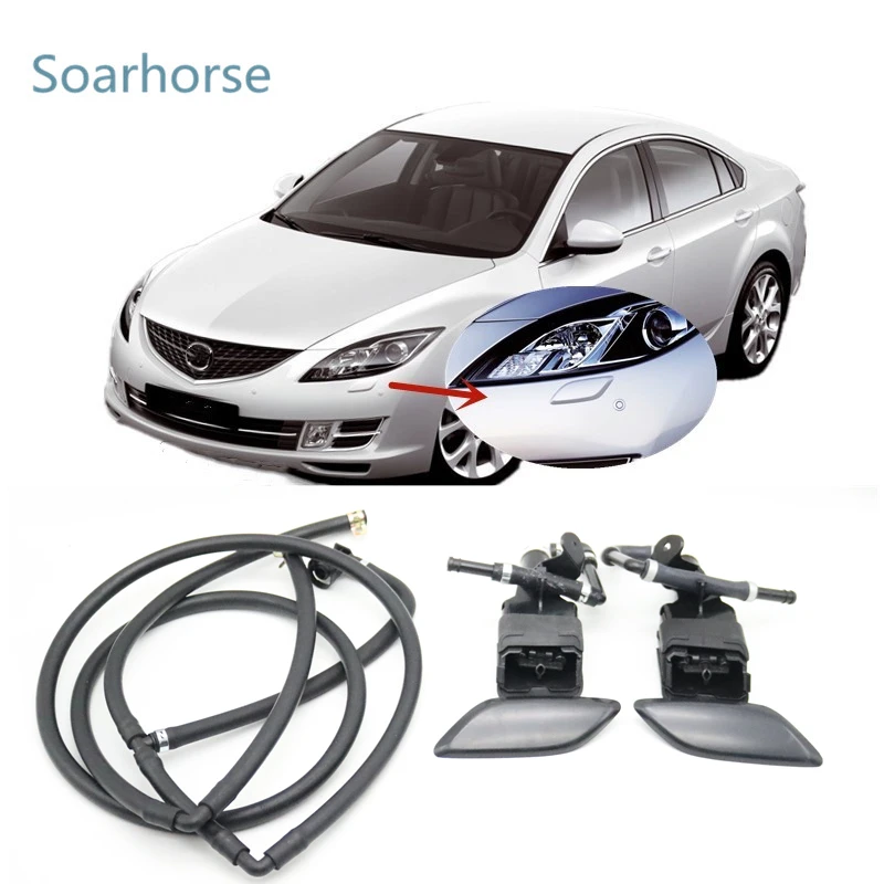 For Mazda 6 GH 2008 2009 2010 2011 2012 Front Headlight Washer Spray Nozzle Pump Actuator & Cover Cap