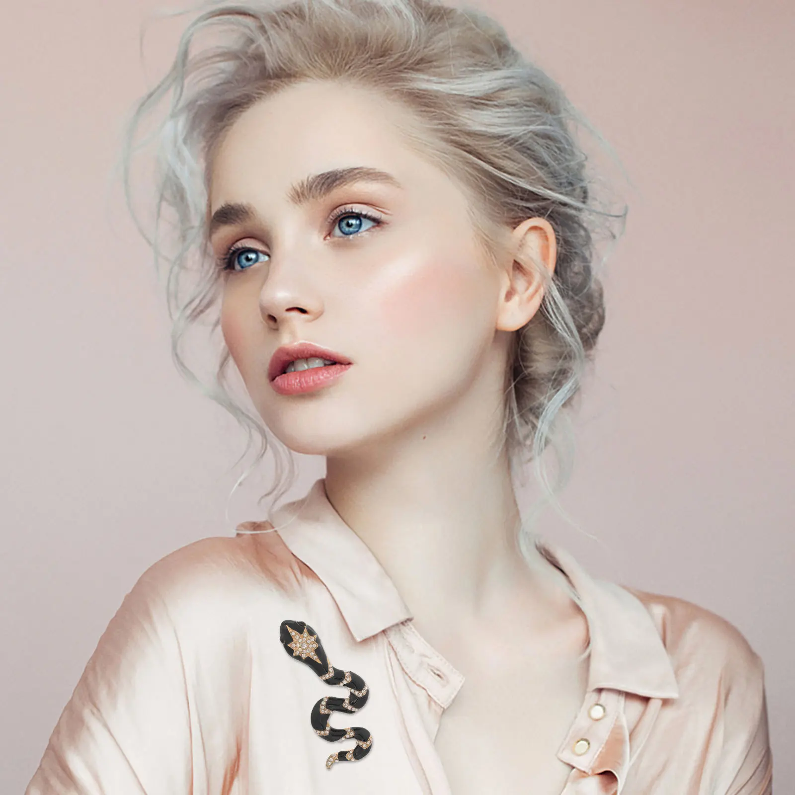 ثعبان بروش الحيوان التلبيب دبوس سبائك الزنك الملابس الأنيقة الديكور لفستان قبعة شال ظهره بروش دبوس للنساء #1