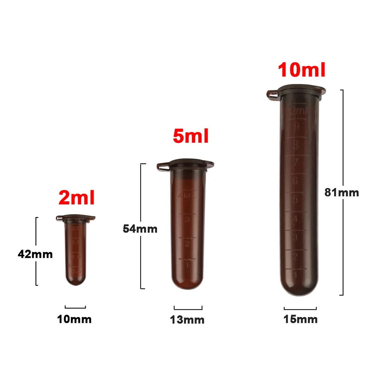 20Pcs2/5/10ml Centrifuge Tube Protect from Light Test Tube With Scale Sample Vial Container Snap Cap Sealing Laboratory Supplies