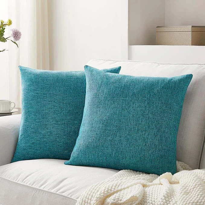 Packung mit 2 einfarbigen dekorativen Leinen-Kissenbezügen, einfach, bequem und weich, zur Dekoration von Sofa, Wohnzimmer und Schlafzimmer – Detail 9