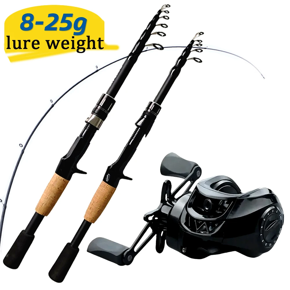 1,8-2,4 m Casting Angelrute Combo Köder Gewicht 8 g-25 g Teleskop Angelruten und 7,2:1 High Speed Köder Angelrolle Pesca