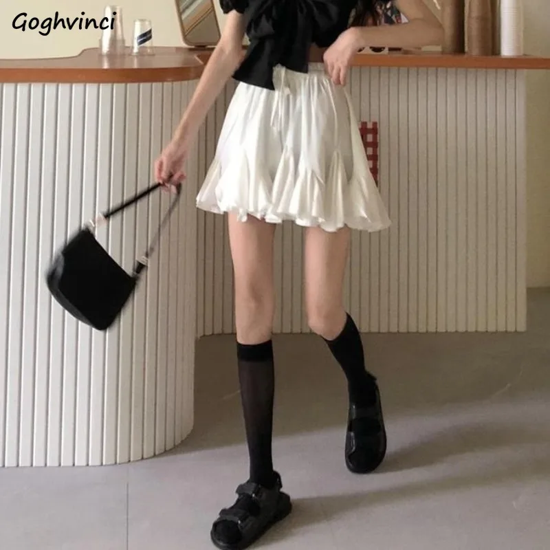 

High Waist Mini Skirts Women All-match Ruffles Design Streetwear Preppy Style Trendy Tender Ulzzang Chic Cozy Summer Prevalent