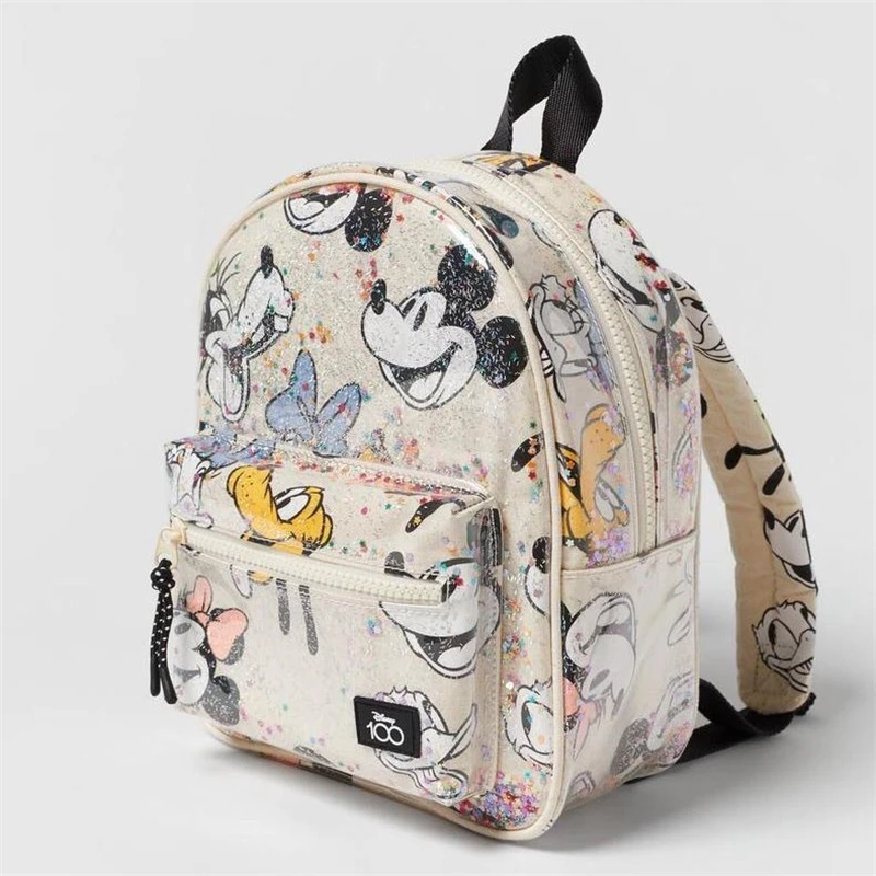 Disney Cartoon Mickey Mouse Cute Fashion Backpack Women\'s Minnie Canvas School Bag Fashion Large Capacity Backpack Girls Mochila