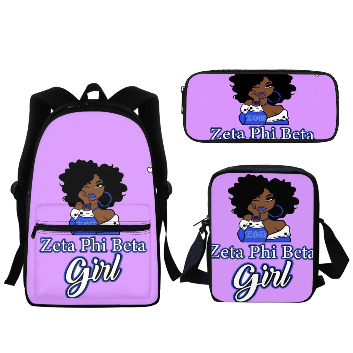 

3PC/Set Kids Backpack Zeta Phi Beta Girl Pattern Students School Bags For Boys Kids Bookbags Learning Tools Mochila Escolar