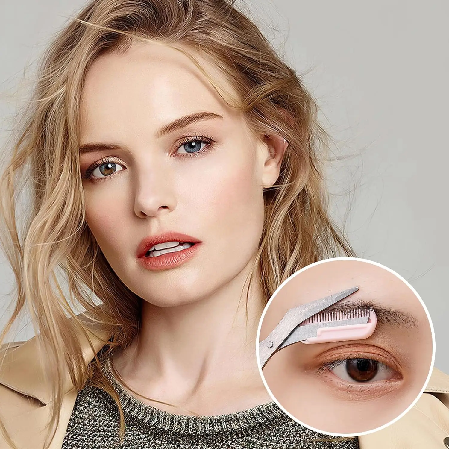 EyeblogugCiseaux professionnels avec peigne pour femme, couteau de coupe, rasoir pour sourcils, grattoir, accessoire