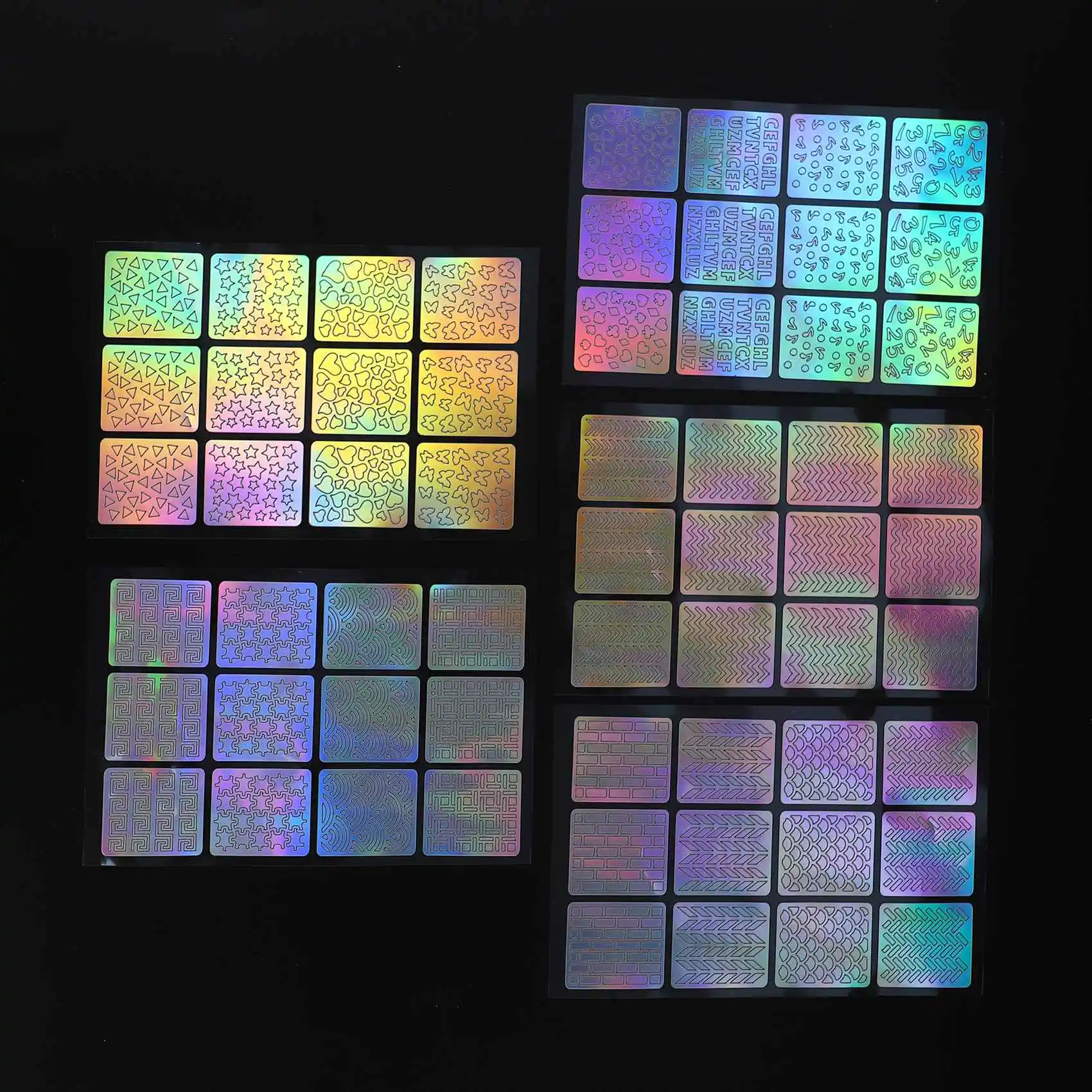 60 pieces 5 sheets styles nail stencils Art nail stickers set Cute nail Art designs nails Stencil sheets