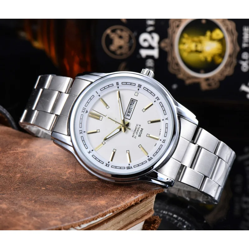 ​ ​ Reloj de lujo para hombre 2025, cristal de zafiro de acero inoxidable, resistente al agua, 100M, movimiento mecánico automático, indicador de fecha