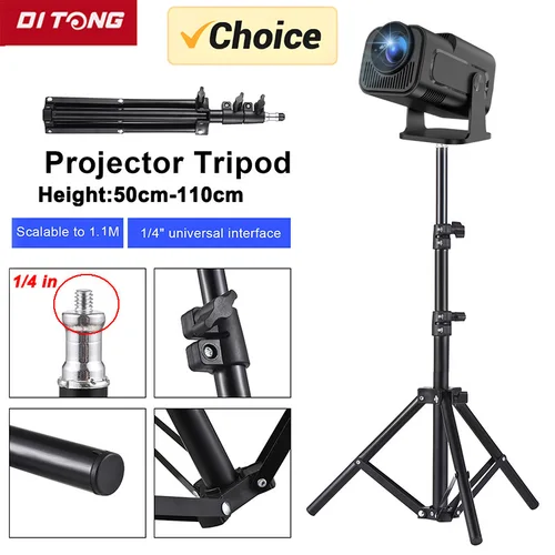 DITONG Soporte para proyector Trípode de viaje con tornillo 1/4 Soporte para iluminación fotográfica Extensible 110 cm para cámara de proyector al aire libre