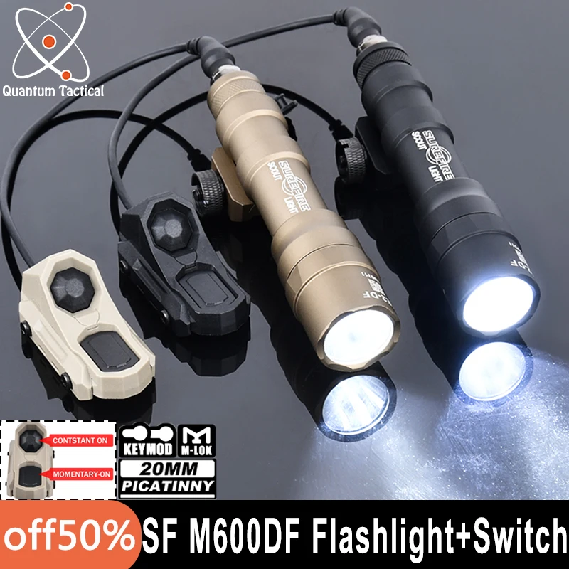 Tactical Surefir M600DF1400Lumens Powerful Flashlight WADSN Airsoft M600df White LED Hunting Spotlight AXON Switch Fit 20mm Rail